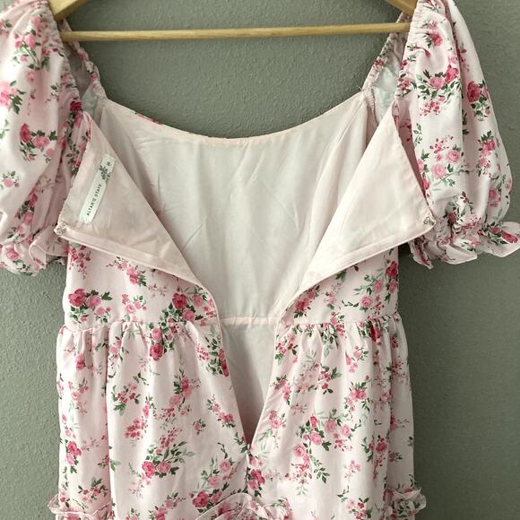 Altar'd State Puff Sleeve Rose Floral Dress - Pink - Medium - Picture 5 of 8